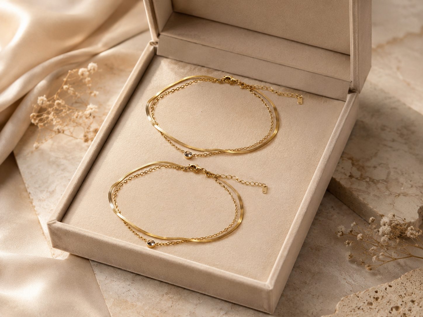 Anti Tarnish Dainty Charm Anklet