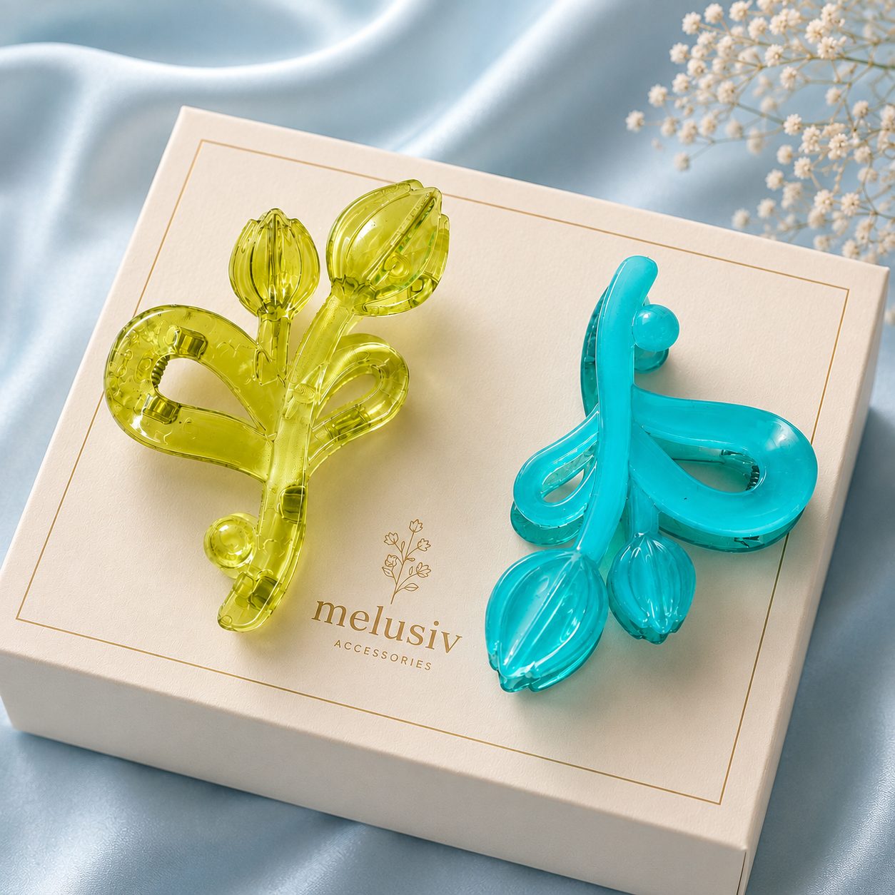 Tulip Design Hair Claw Clip(Set of 2)