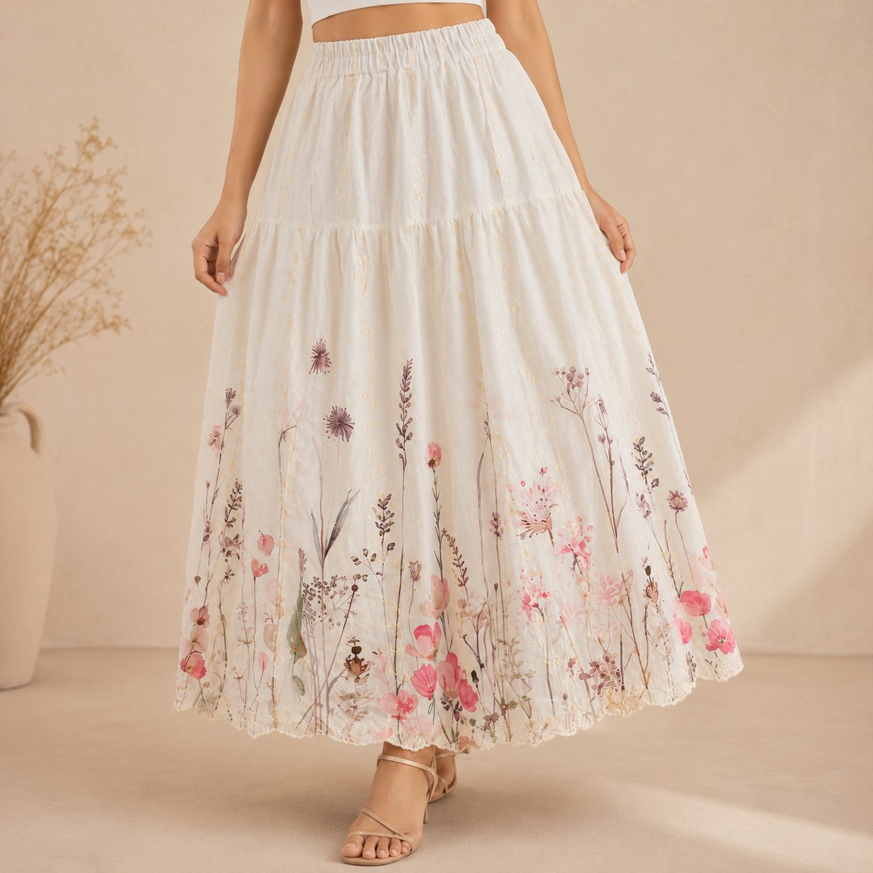 Women's Printed Skirt | Floral Print, Elastic Waistband