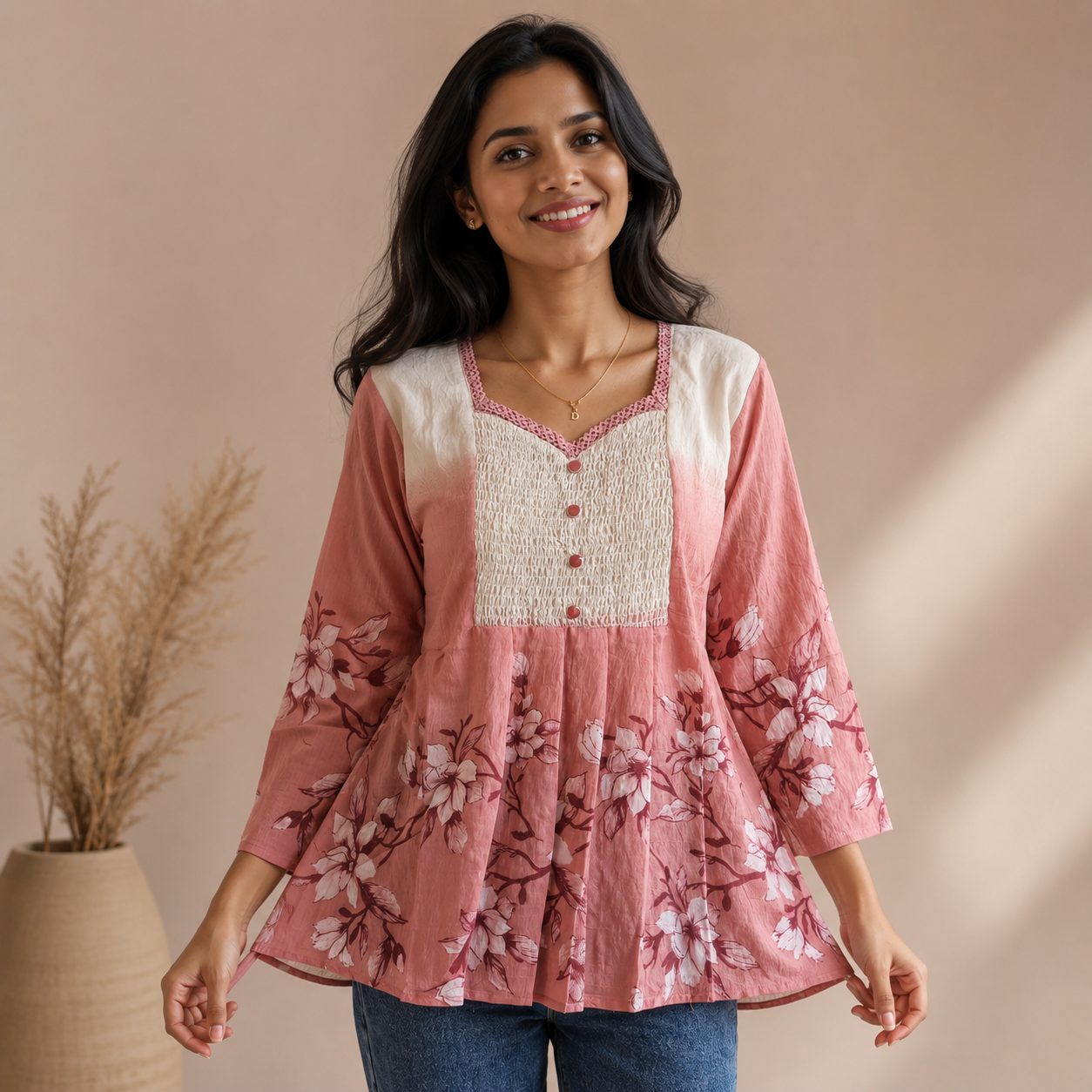 Floral printed peplum top