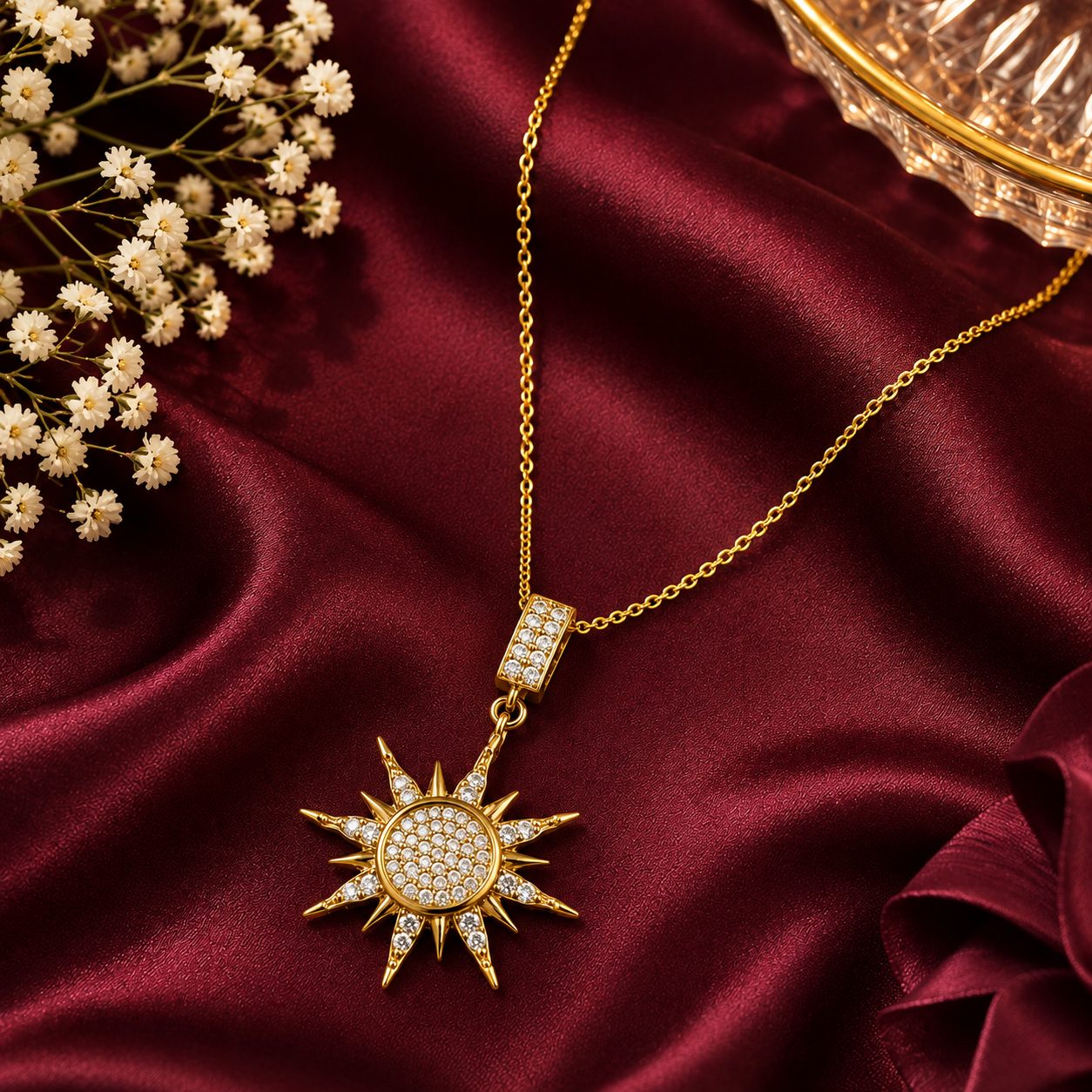 Celestial Radiant Sunburst Pendant Necklace