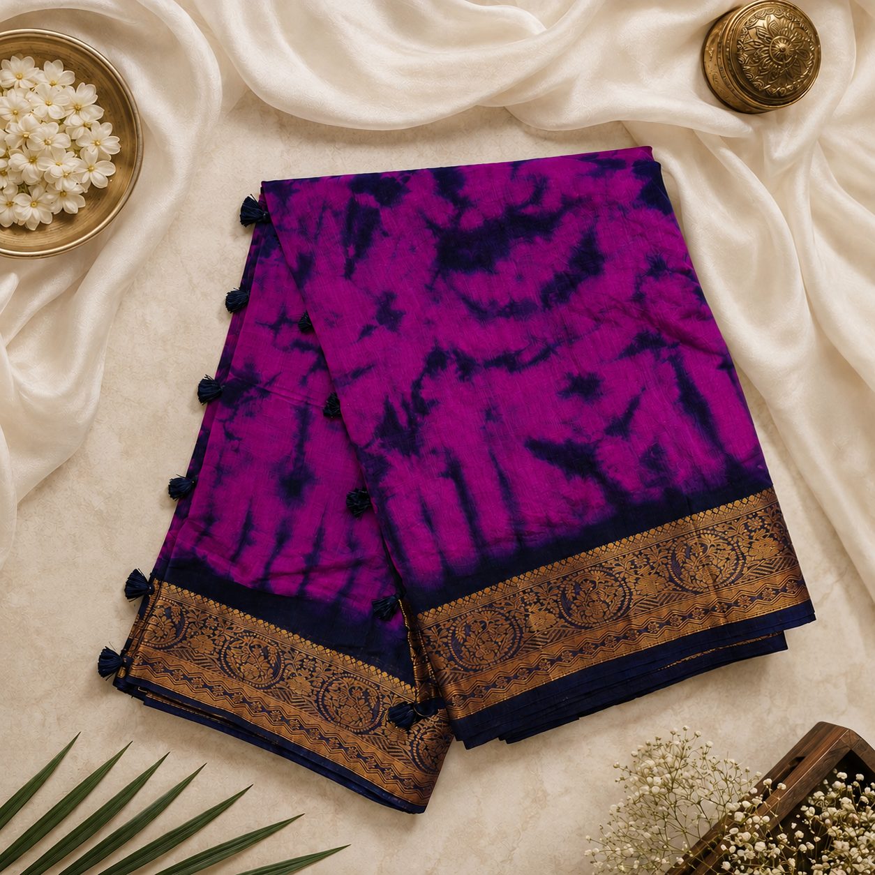 Woven, Printed Mysore Silk Blend Saree